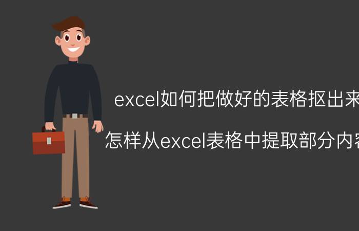 excel如何把做好的表格抠出来 怎样从excel表格中提取部分内容？